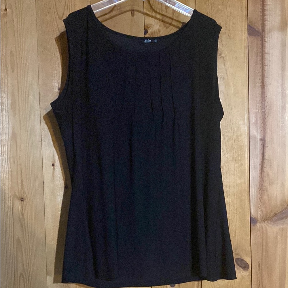Lily Black Pleated Tank Top